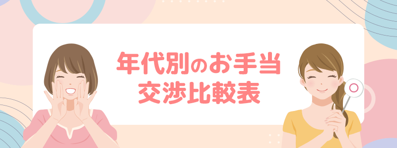 年代別のお手当交渉比較表を発表